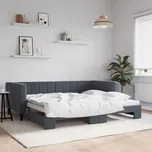 VidaXL Rozkládací pohovka, tmavě šedá, 90x190 cm, samet