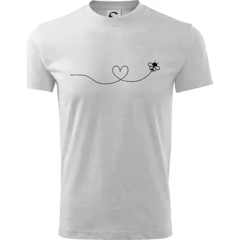 Chlapecké tričko Dráha letu včely - srdce - Tričko dětské bavlněné - 98 cm / 2 roky ( Světlešedý Melír )