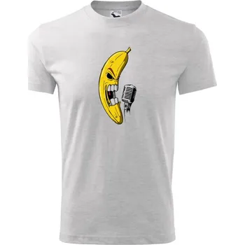 Chlapecké tričko Banana zpěvák - Tričko dětské bavlněné - 98 cm / 2 roky ( Světlešedý Melír )