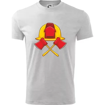 Chlapecké tričko Hasičská helma a sekera - Tričko dětské bavlněné - 122 cm/6 let ( Světlešedý Melír )
