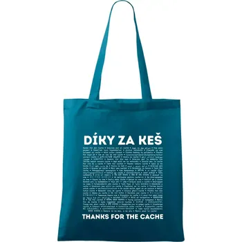 Díky za keš (v různých jazycích) - Taška bavlněná - 42 x 38 cm ( Petrolejová )