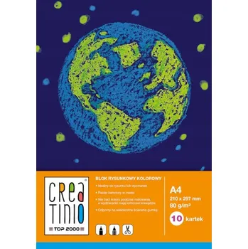 Blok BAREVNÝ BLOK NA KRESLENÍ TOP CREATINIO A4, 10 LISTŮ, 80G