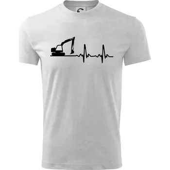 Chlapecké tričko EKG bagr - Tričko dětské bavlněné - 98 cm / 2 roky ( Světlešedý Melír )