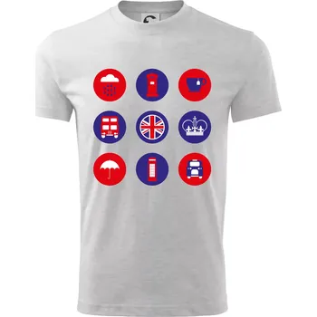 Chlapecké tričko Anglie symboly v kruzích - Tričko dětské bavlněné - 98 cm / 2 roky ( Světlešedý Melír )