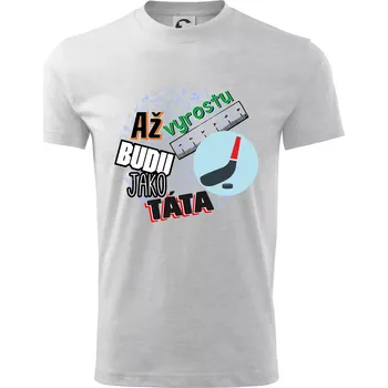 Až vyrostu budu jako táta - Hokejová hokejka - Tričko dětské bavlněné - 98 cm / 2 roky ( Světlešedý Melír )