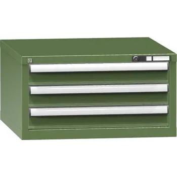 Dílenský stůl Podvěsný kontejner pro dílenský stůl, v x š x h: 390 x 731 x 780 mm, 3 x zásuvka, barva zelená RAL6011