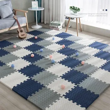 Hrací deka Měkká pěnová podložka pro děti | dětská podložka, hrací koberec - Bílá-šedá-tmavomodrá , 24 ks