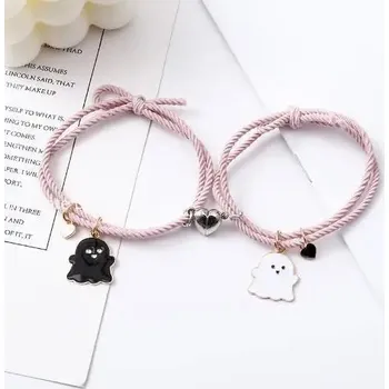 Náramek Pletený párový náramek s magnetem | párový náramek, náramek lásky - PK