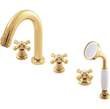 Slezák - RAV Vanová baterie 5-otvorová MORAVA RETRO - MK362.xPZ, Zlatá lesk Připojovací hadičky - závit: 3/8"