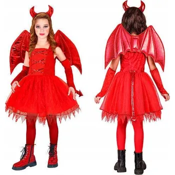 Karnevalový kostým KOSTÝM ČERVENÝ ĎÁBEL ĎÁBELSKÝ DĚTSKÝ HALLOWEEN 128
