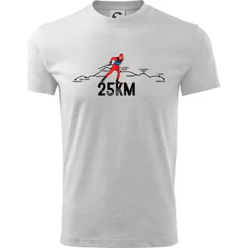 Chlapecké tričko 25km po Jizerkách - Tričko dětské bavlněné - 98 cm / 2 roky ( Světlešedý Melír )