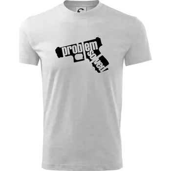 Chlapecké tričko Problém - zbraň - Tričko dětské bavlněné - 98 cm / 2 roky ( Světlešedý Melír )