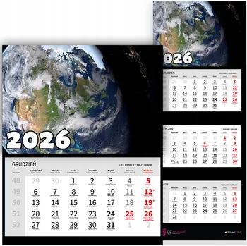 Kalendář TROJDÍLNÝ KALENDÁŘ 2026 KANCELÁŘSKÝ | KOSMOS STYL HVĚZDY ASTRONAUT VZORY