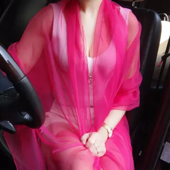 Šála Lehký letní plážový šátek přes plavky | letní šála, plážový šátek - Růžová červená