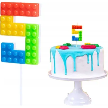 Dortová svíčka BAREVNÁ SVÍČKA KOSTKY ČÍSLICE 5 PĚT DEKORATIVNÍ SVÍČKY NA DORT NAROZENINY