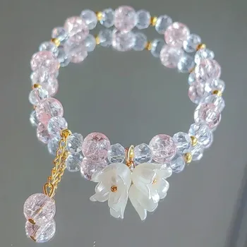 Náramek Barevný květinový korálkový náramek | dámský náramek, korálkový náramek - 30