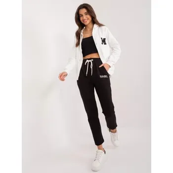 Dámská dvoudílná souprava s kapsami s nášivkami ecru-černá