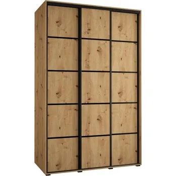 Šatní skříň Šatní skříň s posuvnými dveřmi DAVOS 4, 160cm | DUB Artisan / černé pojezdy