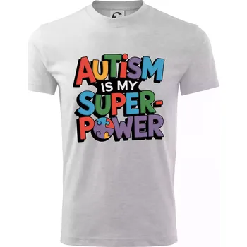 Chlapecké tričko Autism is my superpower barevný - Tričko dětské bavlněné - 98 cm / 2 roky ( Světlešedý Melír )