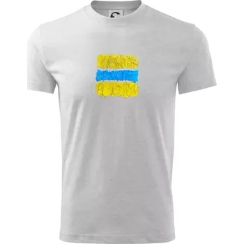 Turistická Cyklo značka - žluto modrá - Tričko dětské bavlněné - 98 cm / 2 roky ( Světlešedý Melír )