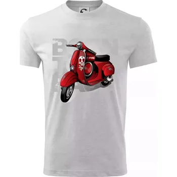 Scooter born to ride red - Tričko dětské bavlněné - 98 cm / 2 roky ( Světlešedý Melír )