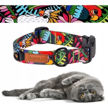 Obojek pro psa BAREVNÝ obojek z popruhu pro kočky 30-36 cm nastavitelný Ukory potisk TROPIKY