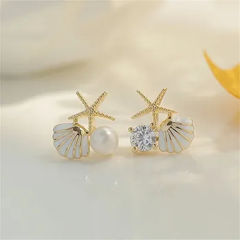 Náušnice Perlové asymetrické náušnice hvězdice | dámské šperky, svatební náušnice - ES3311