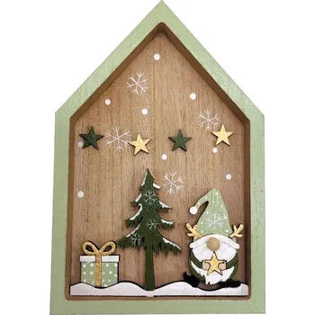 Vánoční dekorace Domek dřevěný 18 x 12cm 2009274
