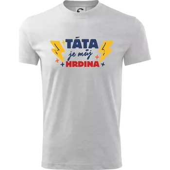 Chlapecké tričko Táta je můj hrdina - Tričko dětské bavlněné - 98 cm / 2 roky ( Světlešedý Melír )