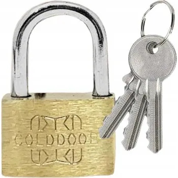 Visací zámek MALÝ ZÁMEK NA KLÍČ PRO ZAVAZADLA KUFRY CESTOVNÍ SKŘÍŇKY MOSAZNÝ + 3x KLÍČ