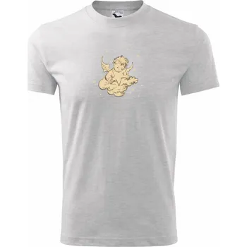 Chlapecké tričko Andílek s hvězdou - Tričko dětské bavlněné - 98 cm / 2 roky ( Světlešedý Melír )