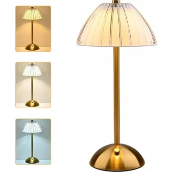 Lampička Bezdrátová Stolní Lampa Zlatá 3-Stupňová Dotyková 2000mAh AKU do Ložnice