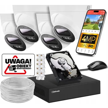 IP kamera Sada IP POE MONITORINGU 4 KAMERY 4MPx 1TB NÁHLED APLIKACE DETEKCE POHYBU