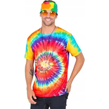 Pánské oblečení TRIČKO BAREVNÉ HIPPIE 70. LÉTA L/XL