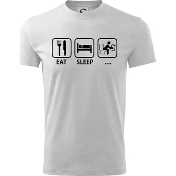 Eat sleep záchod - Tričko dětské bavlněné - 98 cm / 2 roky ( Světlešedý Melír )