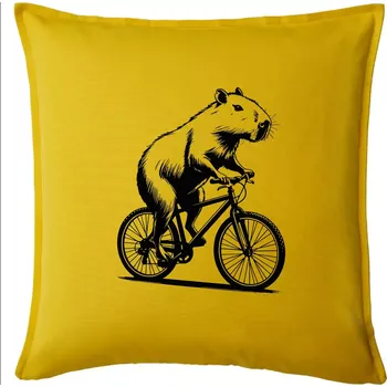 Polštář Kapybara na kole černá - Polštář 50x50 - 50x50 - Pouze potah ( Žlutá )