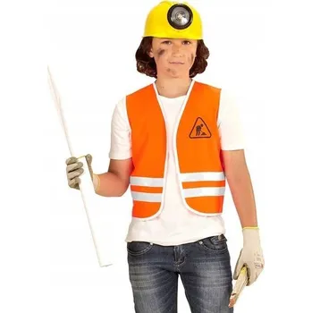 Karnevalový kostým DĚTSKÁ STAVEBNÍ VESTA ORANŽOVÁ KOSTÝM KARNEVAL VELIKOST 140