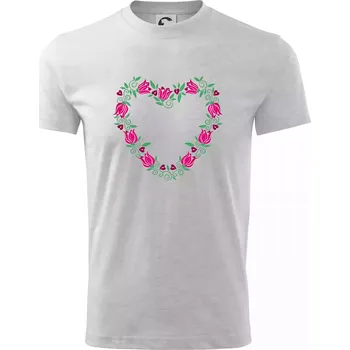 Chlapecké tričko Červené tulipánové srdiečko (Pecka design) - Tričko dětské bavlněné - 134 cm/8 let ( Světlešedý Melír )