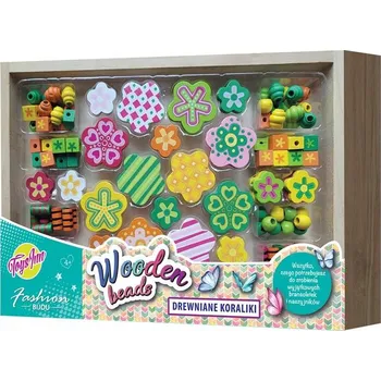 Dětské navlékací korálky Velké Dřevěné korálky s květinami