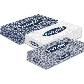 Kosmetické kapesníčky box BulkySoft 100ks (BulkySoft kapesníčky kosmetické 21×21 cm z čisté celulózy, 2vrstvé, balení 100 ks.)