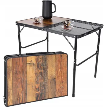 kempingový stůl SKLÁDACÍ TURISTICKÝ STOLEK KEMPINGOVÝ 90X60X36/68CM OCELOVÁ SÍŤ - ENERO