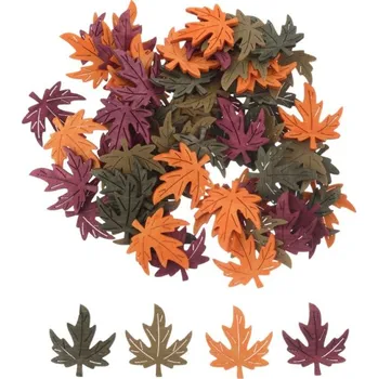 Dekorace Javorové listy 72ks 4cm, dřevěné, mix barev