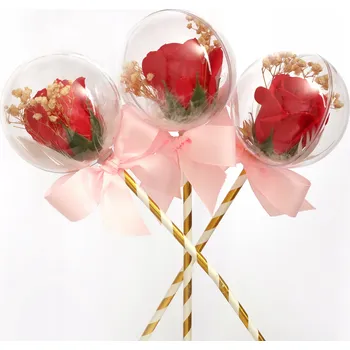 Svatební dekorace Koule s Růží – Dárek pro Hosty Svatební Hostina Svaté Přijímání Ruční výroba ČERVENÁ