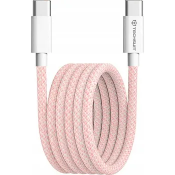 Datový kabel Kabel Techsuit USB-C - USB-C 1 m růžový