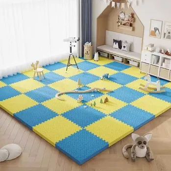 Hrací deka Měkká pěnová podložka pro děti | dětská podložka, hrací koberec - Modrožlutá , 24 ks