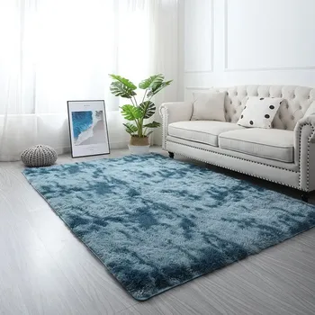 Koberec Chlupatý měkký koberec do obýváku | koberec, dekorace - Tmavě modrá Motley , 50x80cm