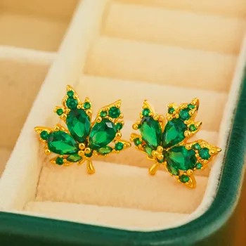 Náušnice Zirkonové listové náušnice pro ženy | náušnice, šperky - E2976