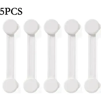 Dětský bezpečnostní prvek Univerzální dětský zámek na zásuvky | dětská pojistka, bezpečnostní zámek - 5 ks dlouhých bílých