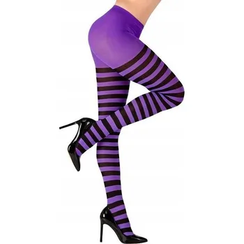 Dámské punčochy Punčocháče s černo-fialovými pruhy, doplňky M