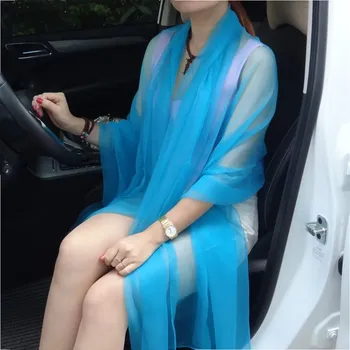 Lehký letní plážový šátek přes plavky | letní šála, plážový šátek - Modrý